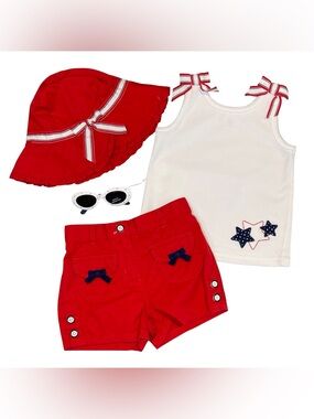 Janie and Jack A Perfect Picnic Star Tank, Shorts, Sunglasses & Hat 18-24 m